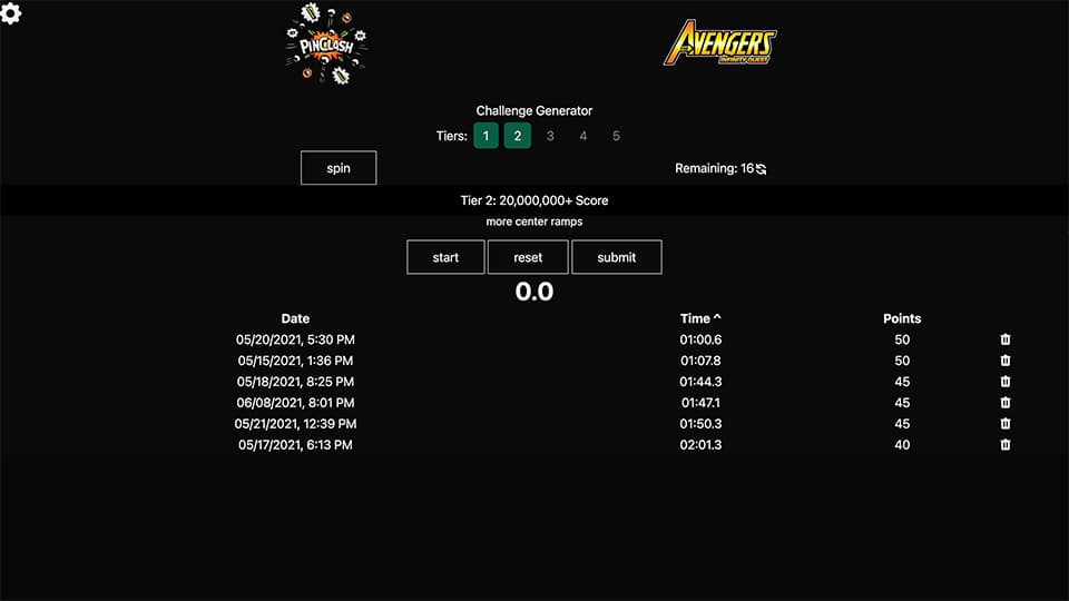 Pinclash Achievement Timer